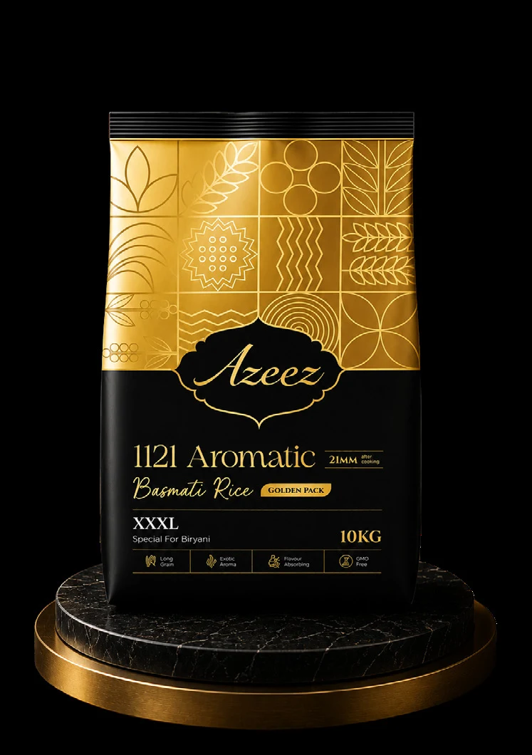 Gold Azeez Foods rice package used in the exporter website