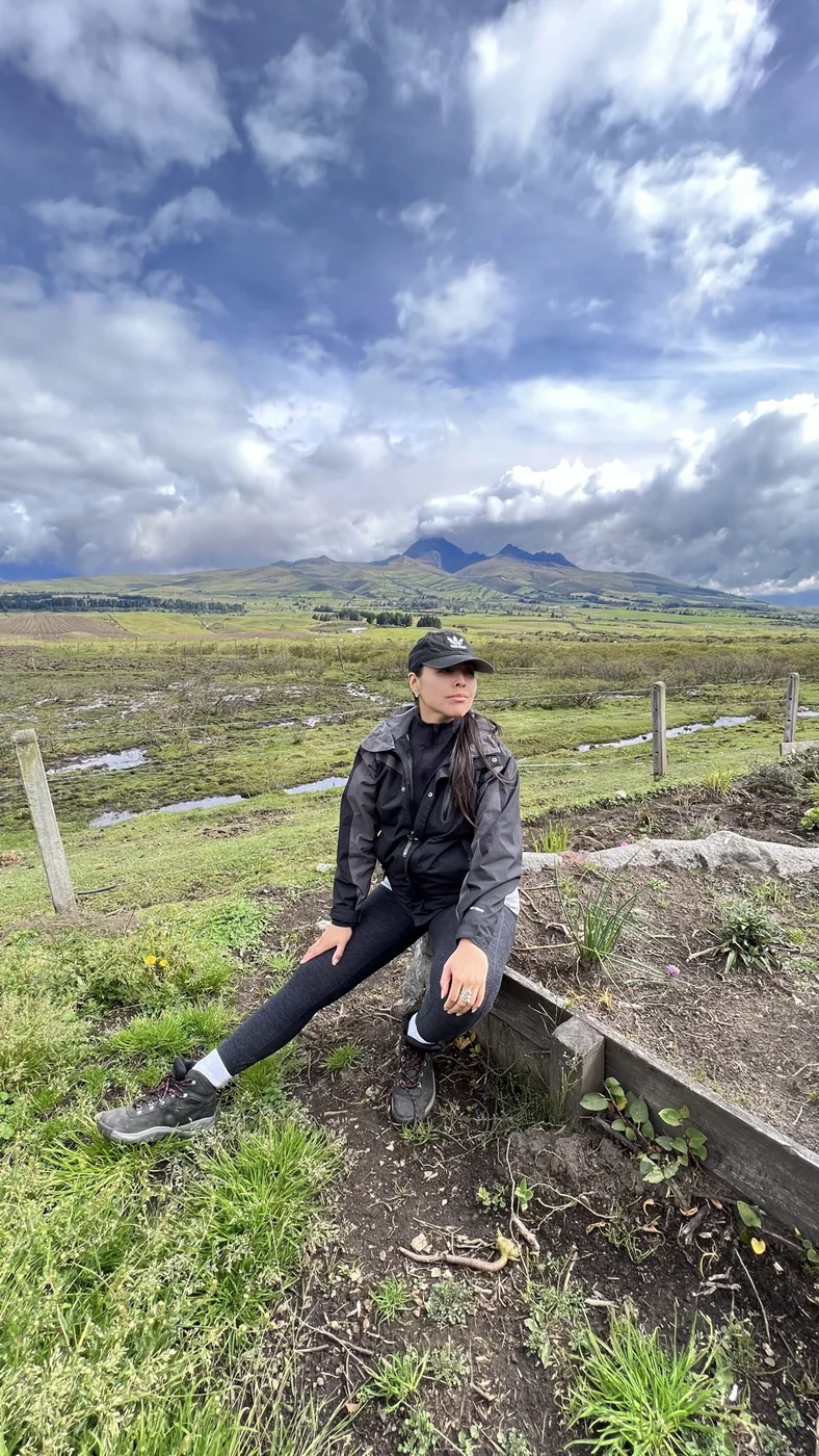 The Andean highlands beneath a snow-capped volcano
